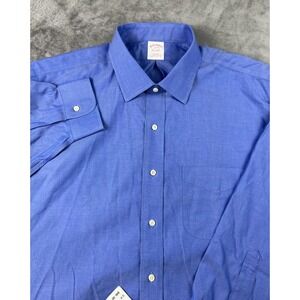 Brooks Brothers Shirt Mens 18 34 Long Sleeve Button Up Blue Dress Shirt NWT